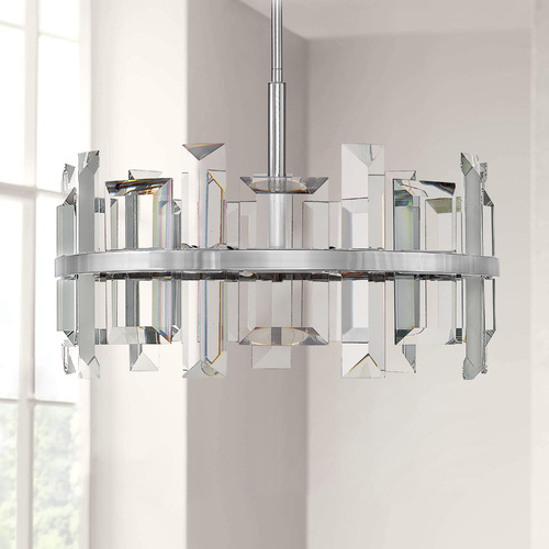 Odette 24-Inch Crystal Drum Pendant in Polished Nickel by Fredrick Ramond