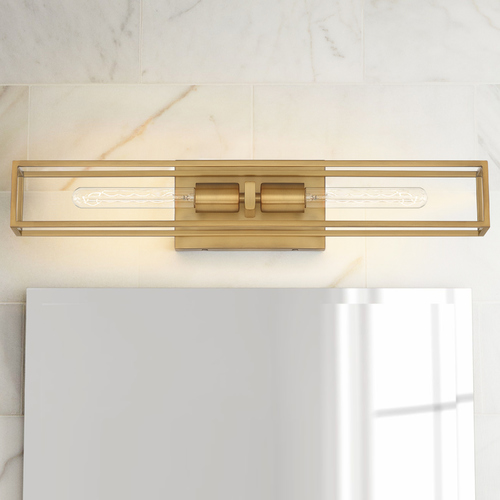 Leighton Weathered Brass 2-Light Bathroom Light by Quoizel Lighting