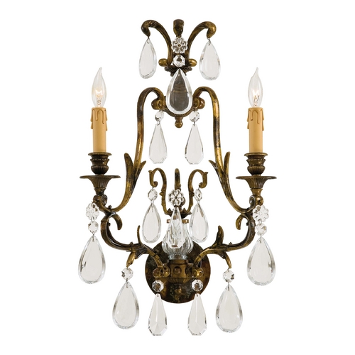 Crystal Sconce Wall Light in Oxidized Brass by Metropolitan Lighting