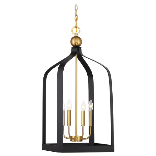 Savoy House Lighting Sheffield Matte Black with Warm Brass Accents Pendant Light
