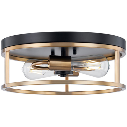 Justice Design Knox Round 2-Light Flush Mount Brass
