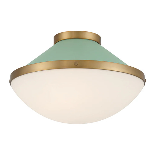 Crystorama Lighting Xander 2-Light Flush Mount in Gold & Green by Crystorama Lighting XAN-8002-VG-GR