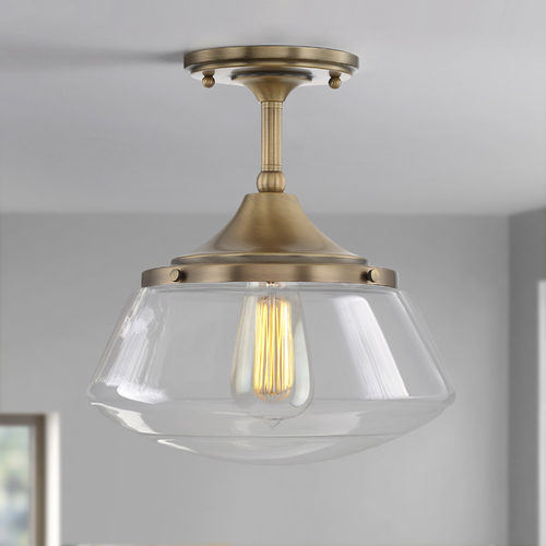 Schoolhouse 10.50-Inch Semi-Flush in Aged Brass by Capital Lighting