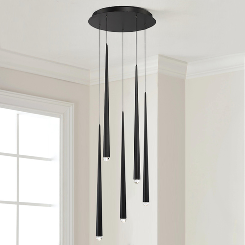 Modern Forms by WAC Lighting Cascade 5-Light LED Linear Pendant in Black by Modern Forms PD-41705R-BK