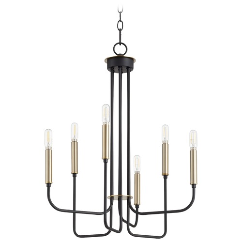 Quorum Lighting Hope Noir & Aged Brass Mini-Chandelier by Quorum Lighting 630-6-6980