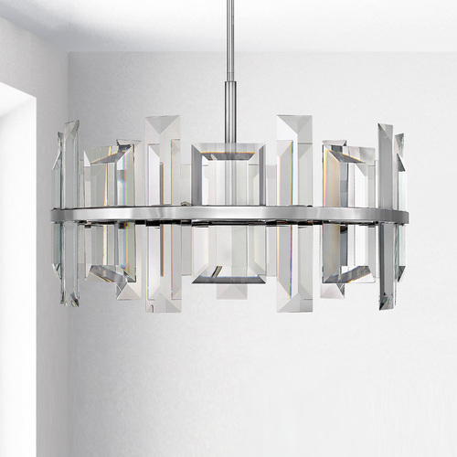 Odette 30-Inch Crystal Pendant in Polished Nickel by Fredrick Ramond