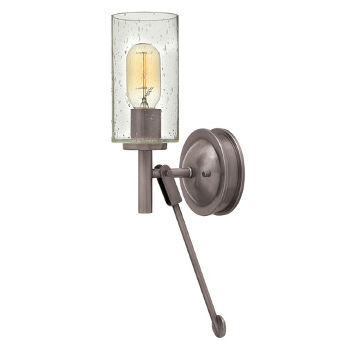 Hinkley Industrial Seeded Glass Wall Sconce Antique Nickel by Hinkley 3380AN