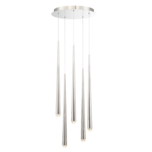 Modern Forms by WAC Lighting Cascade 5-Light LED Crystal Chandelier in Polished Nickel by Modern Forms PD-41705R-PN