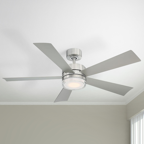 Modern Forms by WAC Lighting Modern Forms Stainless Steel 52-Inch LED Smart Ceiling Fan 2700K 1600LM FR-W1801-52L-27-SS