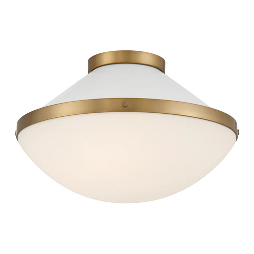 Crystorama Lighting Xander 2-Light Flush Mount in Gold & White by Crystorama Lighting XAN-8002-VG-WH
