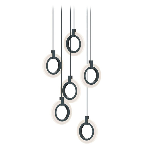 AFX Lighting Afx Lighting Halo Black LED Multi-Light Pendant HLOP08LAJUDBKRND6