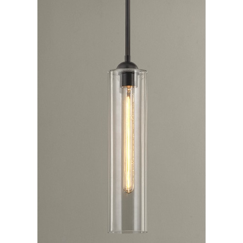 Industrial Clear Glass Mini-Pendant Bronze