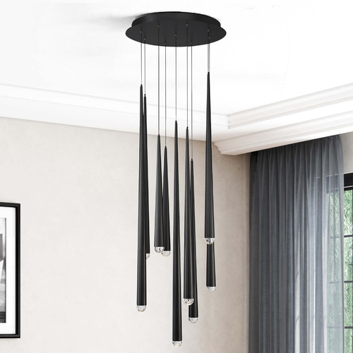 Modern Forms by WAC Lighting Cascade 9-Light LED Pendant in Black by Modern Forms PD-41709R-BK