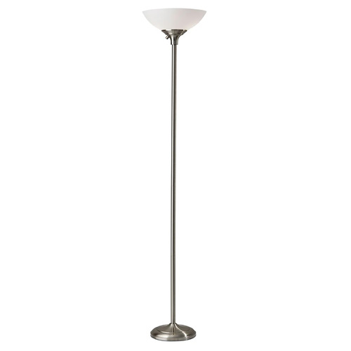 Adesso Home Glenn Brushed Steel Torchiere Lamp with Bowl / Dome Shade
