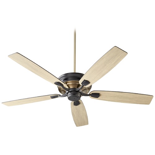 Quorum Lighting Gamble Noir & Aged Brass Ceiling Fan Without Light by Quorum Lighting 50605-69