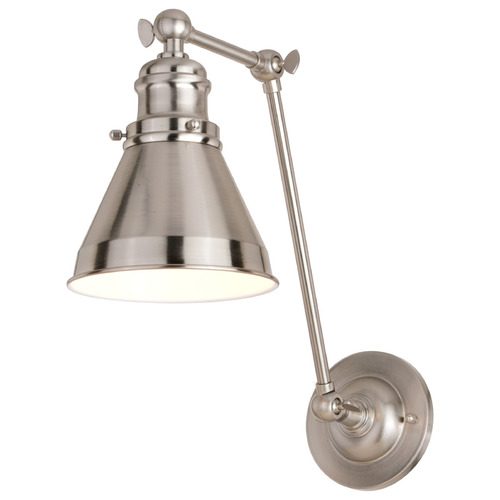 Vaxcel Lighting Alexis Satin Nickel & Matte White Swing Arm Lamp