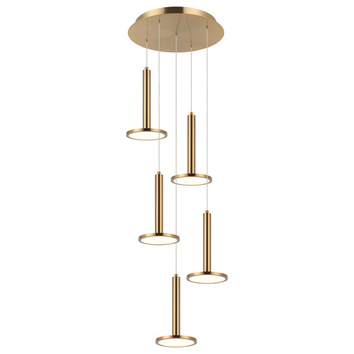 Matteo Lighting Extraterrestrial Aged Gold Brass LED Multi-Light Pendant