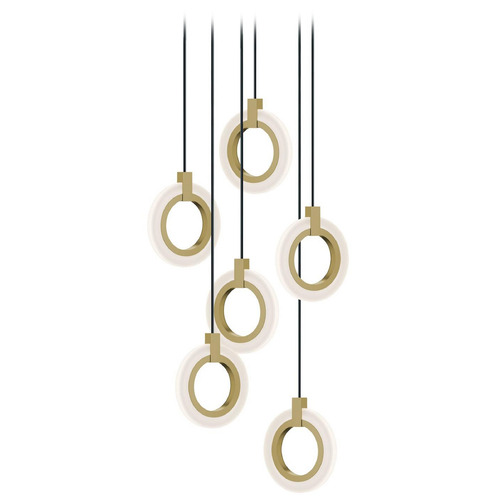 AFX Lighting Afx Lighting Halo Light Antique Brass LED Multi-Light Pendant HLOP08LAJUDLBRND6