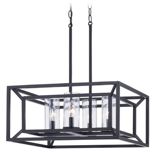 Design Classics Lighting Harmony 19-Inch Squared Pendant in Matte Black by Design Classics 1747-07 G174-CL