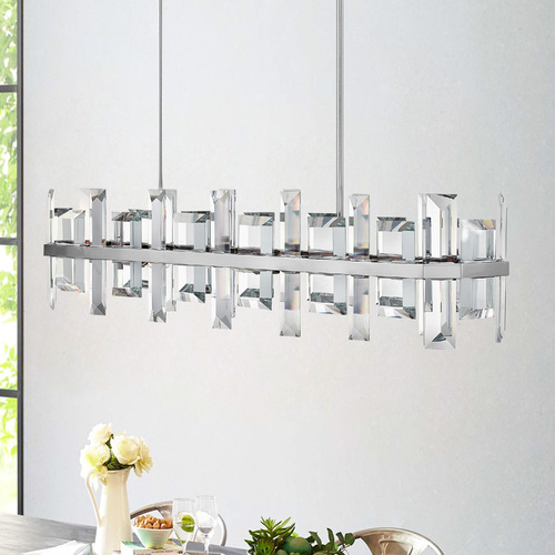 Odette 42-Inch Linear Chandelier in Polished Nickel by Fredrick Ramond