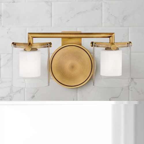 Hinkley Rixon 2-Light Heritage Brass LED Bathroom Light 3000K by Hinkley Lighting 5492HB-LL