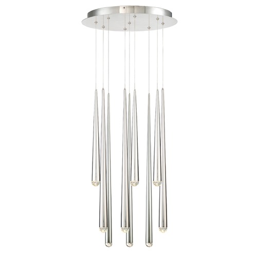 Modern Forms by WAC Lighting Cascade 9-Light LED Crystal Chandelier in Polished Nickel by Modern Forms PD-41709R-PN