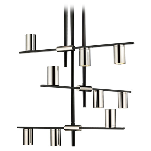 Z-Lite Calumet Matte Black & Polished Nickel Chandelier by Z-Lite 814-9MB-PN