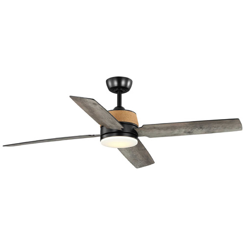 Progress Lighting Progress Lighting Shaffer Ii Matte Black & Organic Jute Rope LED Ceiling Fan with Light P250097-31M-30