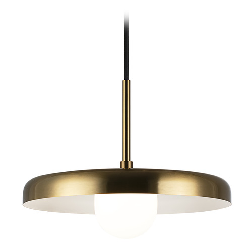 Matteo Lighting Matteo Lighting Creston Aged Gold Brass LED Pendant Light with Bowl / Dome Shade C34411AGOP