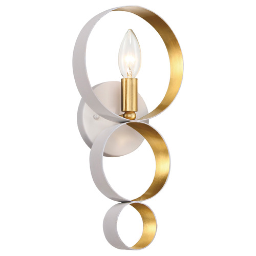 Crystorama Lighting Luna Matte White & Antique Gold Sconce