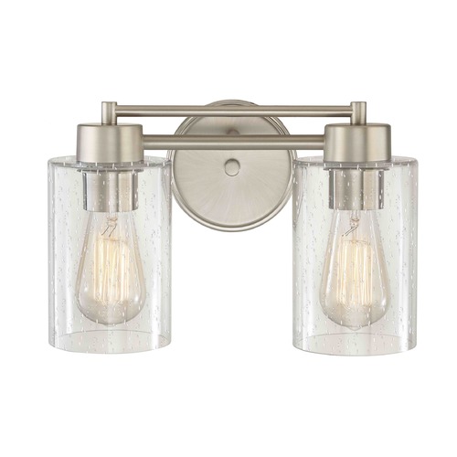 Seeded Glass Bathroom Light Satin Nickel  2 Lt