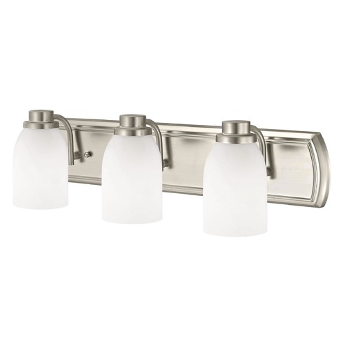 Design Classics Lighting 3-Light Bath Wall Light in Satin Nickel with White Glass 1203-09 GL1028D