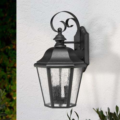 Seeded Glass Outdoor Wall Light Black by Hinkley Lighting