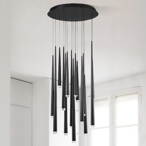 Modern Forms by WAC Lighting Cascade 15-Light LED Pendant in Black by Modern Forms PD-41715R-BK