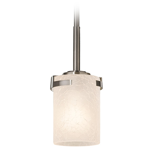 Justice Design Group Justice Design Group Atlas Brushed Nickel Mini-Pendant Light with Cylindrical Shade FSN-8455-10-FRCR-NCKL