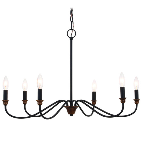 Vaxcel Lighting Annabelle Matte Black & Brushed Walnut Chandelier