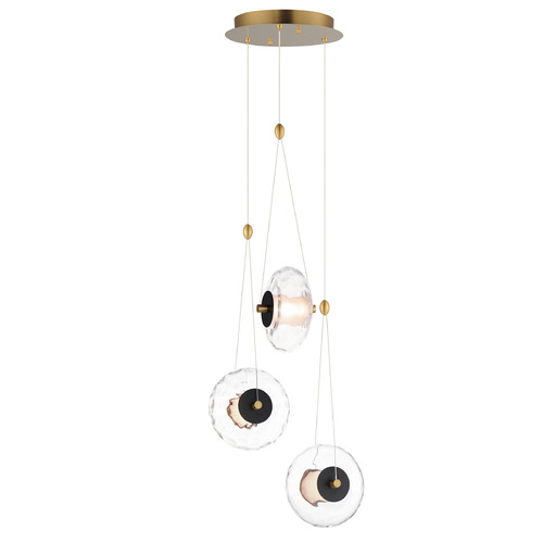 Amulet Black & Natural Aged Brass LED Multi-Light Pendant by ET2 Lighting
