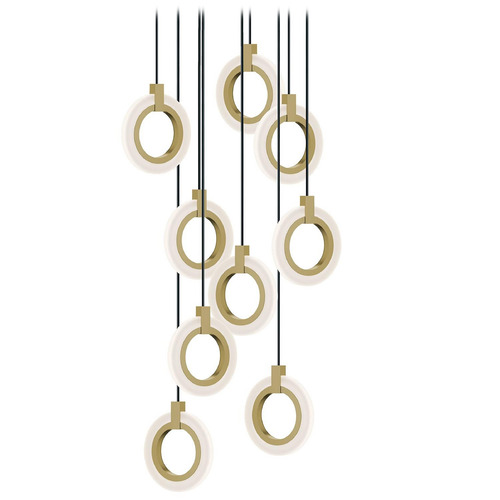 AFX Lighting Afx Lighting Halo Light Antique Brass LED Multi-Light Pendant HLOP08LAJUDLBRND9