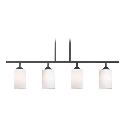 Axel Linear Chandelier in Black & Shiny Opal Cylinder Glass by Fuse