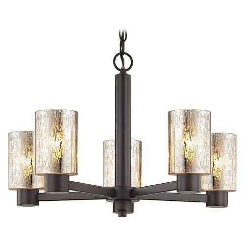 Design Classics Lighting Mercury Glass Chandelier Bronze 5 Lights 2105-220 GL1039C