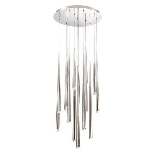 Modern Forms by WAC Lighting Cascade 15-Light LED Crystal Chandelier in Polished Nickel by Modern Forms PD-41715R-PN
