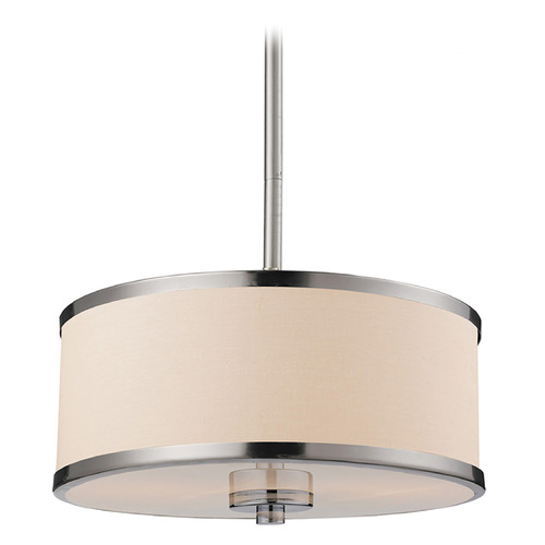 Z-Lite Z-Lite Cameo Brushed Nickel Pendant Light with Drum Shade 183-12