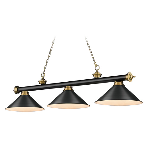 Z-Lite Cordon Matte Black & Rubbed Brass Billiard Light by Z-Lite 2306-3MB-RB-MB15