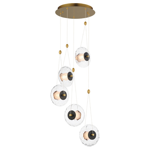 Amulet Black & Natural Aged Brass LED Multi-Light Pendant by ET2 Lighting
