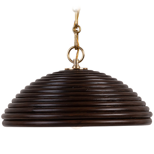 Linnea Hand-Rubbed Antique Brass Etched Ribbon Glass Medium Chandelier