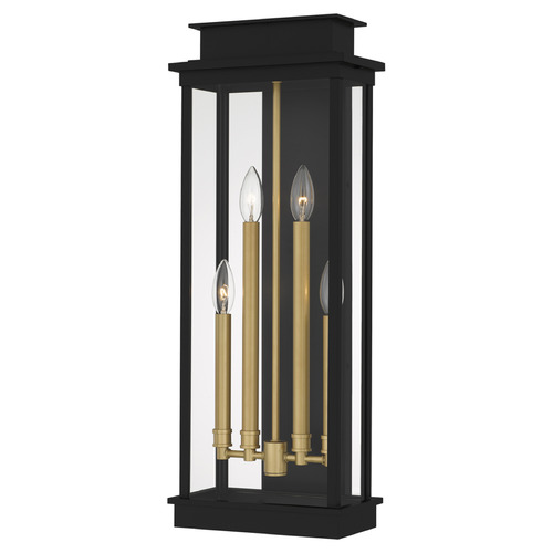 Quoizel Lighting Quoizel Lighting Noelle Matte Black & Gold Outdoor Wall Light NOE8410MBK
