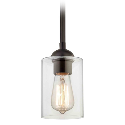 Design Classics Lighting Bronze Mini-Pendant Light with Cylindrical Shade 581-220 GL1040C