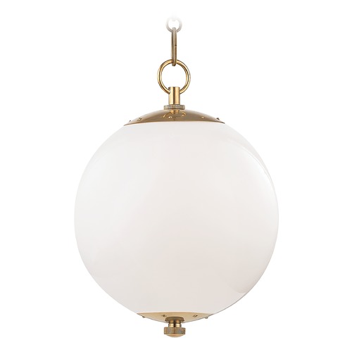 Hudson Valley Lighting Sphere No. 1 Aged Brass Pendant with Opal Glass by Hudson Valley Lighting MDS700-AGB