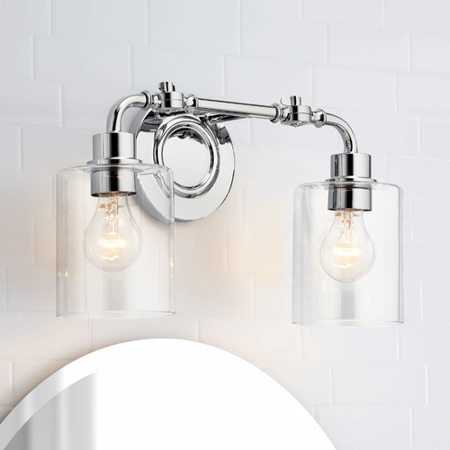 Kichler Lighting Gunnison Chrome 2-Light Bathroom Light with Clear Glass 45665CH