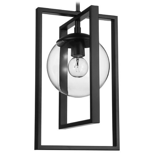 Progress Lighting Atwell Matte Black Mini-Pendant Light with Globe Shade